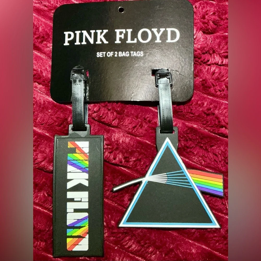 🌈Pink Floyd Black Luggage ID Tags with White Panels